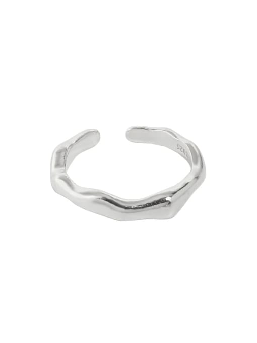 Jlb008 [silver] 925 Sterling Silver Irregular Minimalist Band Ring